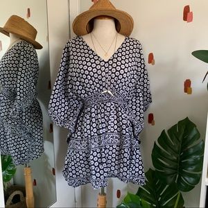 Black Floral Flowy Beach Cover Up